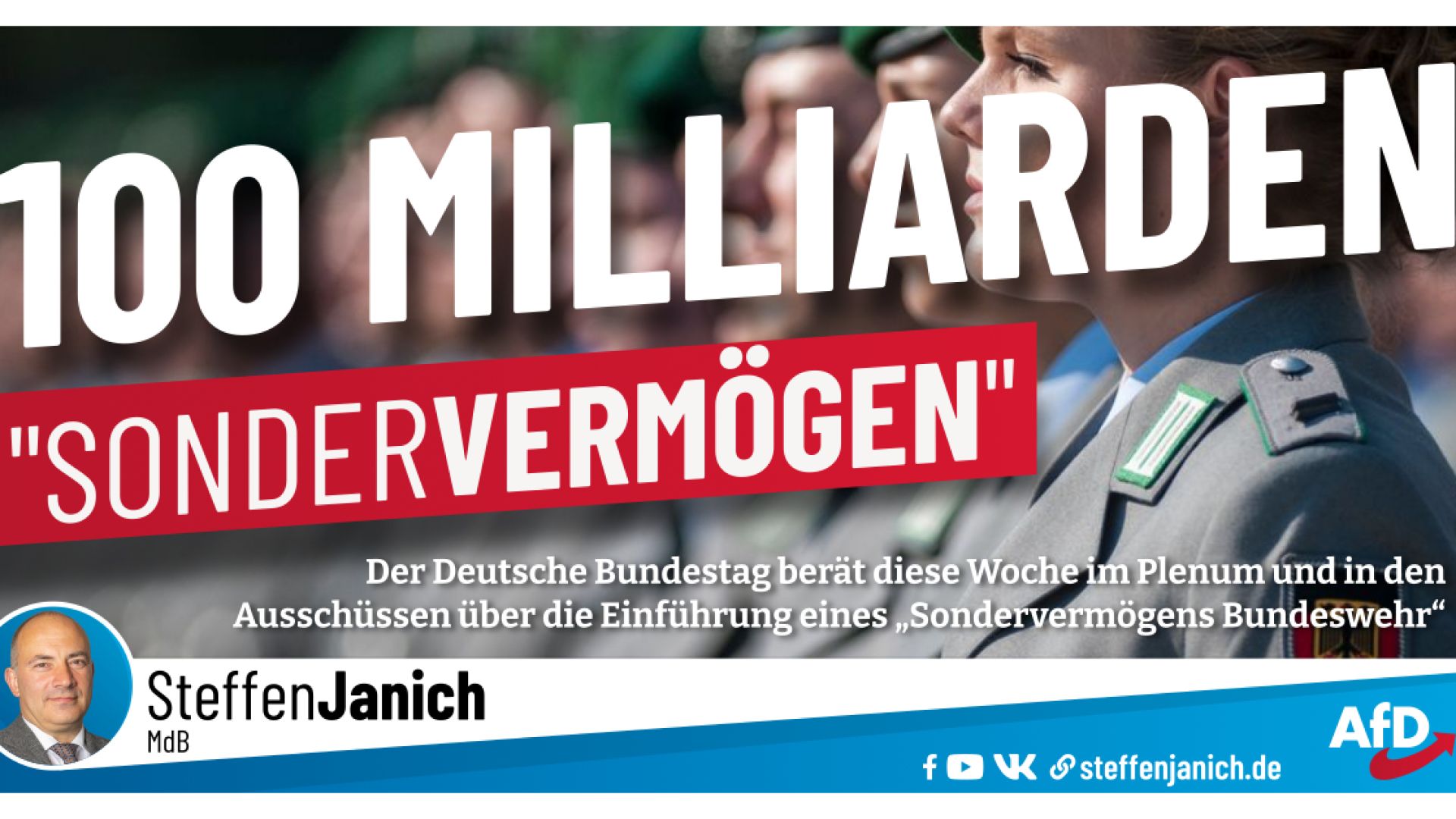 Beratung eines 100-Milliarden-Sondervermögens für die Bundeswehr