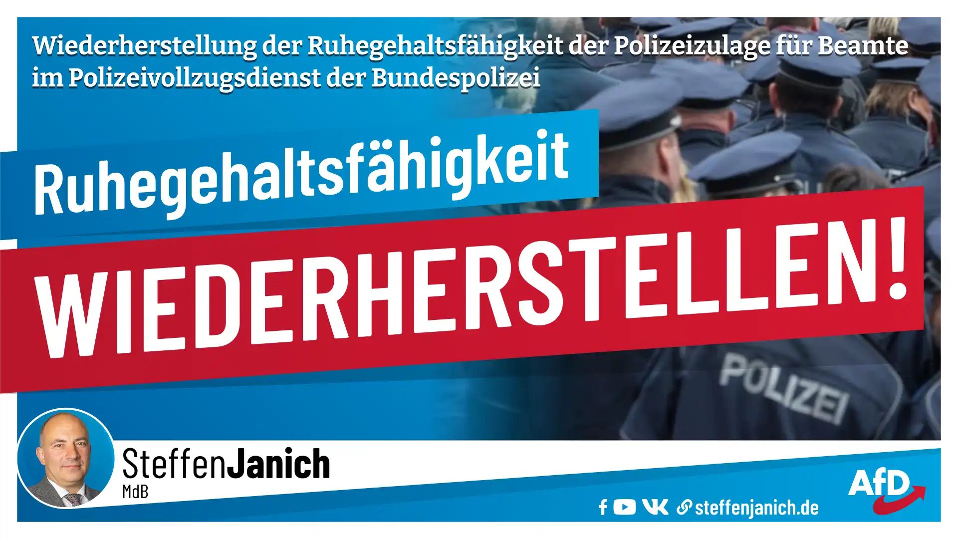 Wiederherstellung der Ruhegehaltsfähigkeit der Polizeizulage für Beamte im Polizeivollzugsdienst der Bundespolizei