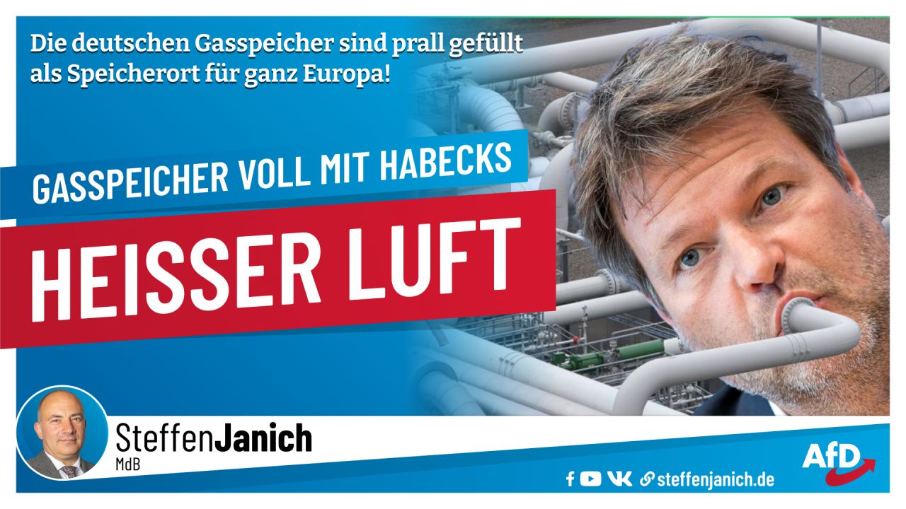 Aussagen von Robert Habeck zu Speicherständen beim Gas sind nur heiße Luft