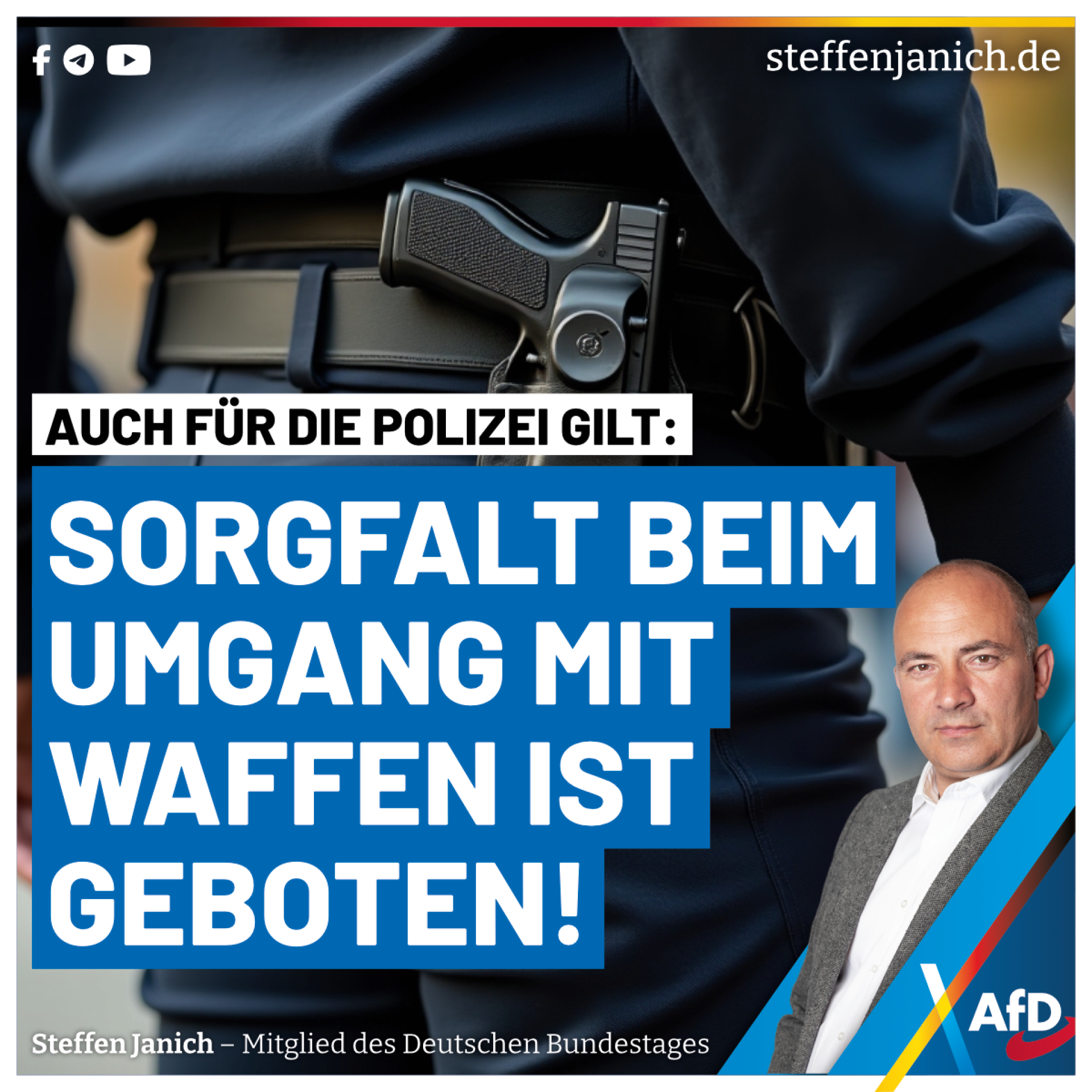 Auch für die Polizei gilt: Sorgfalt beim Umgang mit Waffen ist geboten