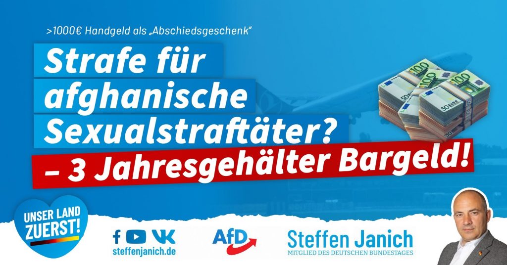Strafe für afghanische Sexualstraftäter? – 3 Jahresgehälter Bargeld!